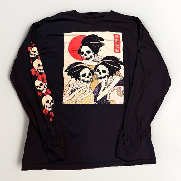 Riot Society Geisha Skeleton Long Sleeve Tee Men’s Medium - Picture 1 of 4